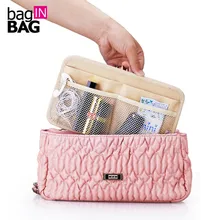 2016 High Quality Nylon Cosmetic Bag Women Insert Handbag Organizer Make Up Bag Pad Storage Plate Bags