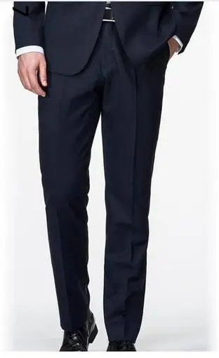 Индивидуальный заказ мужской костюм брюки классический элегантный сплошной плоский шерстяной костюм брюки деловой Повседневный изысканный костюм брюки - Цвет: Черный