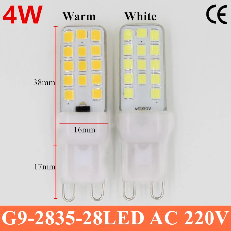 

Hot G9 led corn lamp AC220V 2835 4W LED Crystal Silicone Candle Replace 25W halogen lamps 360 degree beam free