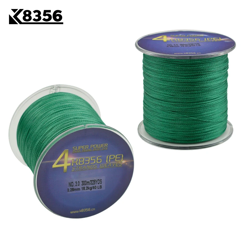 

K8356 300M/328Yards 4 Stands PE Line Braided Fishing Line 100% PE Multifilament Fishing Line Super Strong High Quality 15LB-50LB