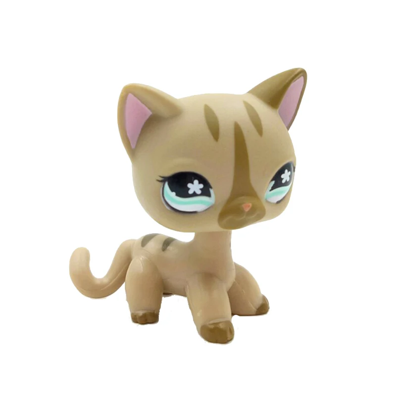 Littlest Pet Shop Stripe Kitty Flower #468 Eyes Cat LPS Kids Toys Birthday Gift 
