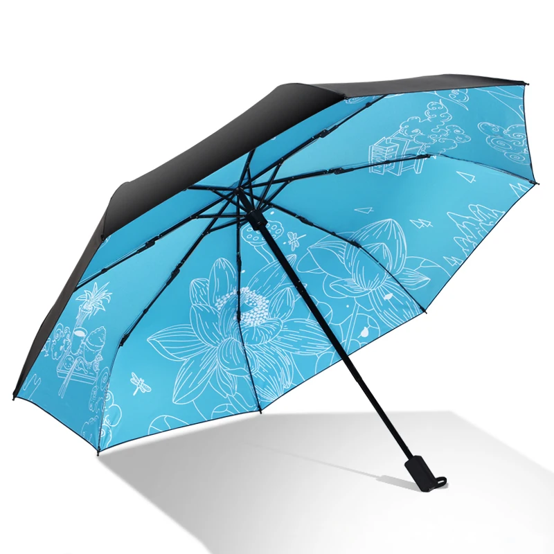 Creative Plants & Flowers Printing Women Lady Rain And Sun Umbrella 3