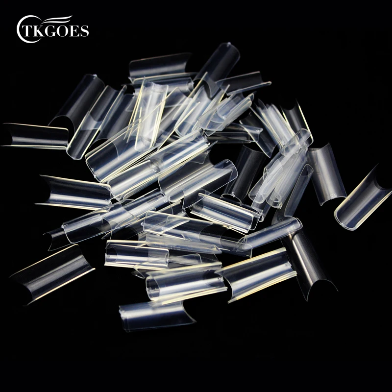 

TKGOES 500pcs/back Transparent French C Tips Completely Curved Acrylic False Nail Art Tips Decorations C Shape Full Tips PS400-C