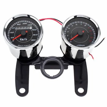 

Stainless Steel DC 12V Motorcycle Speedometer Odometer Gauge 0 - 180km / h 13000 RPM Colorful LED Backlight Tachometer Set