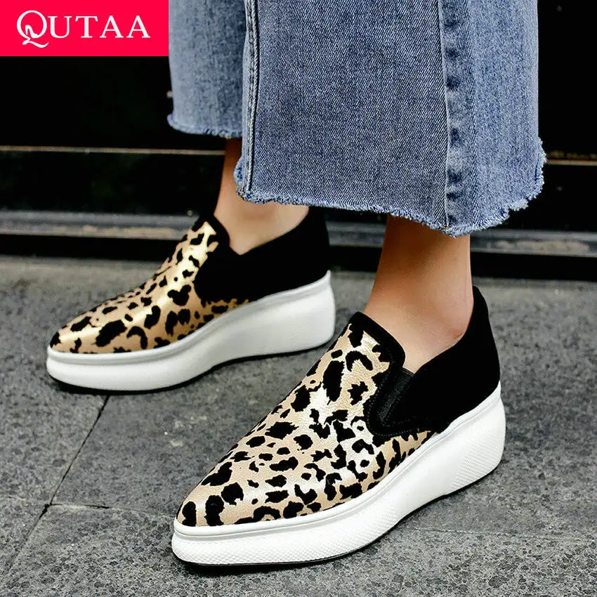 

QUTAA 2019 Women Shoes New Fashion High Heels Women Pups Slip on All Match Pointed Toe Spring/autumn Casual Ladies Pumps 34-42