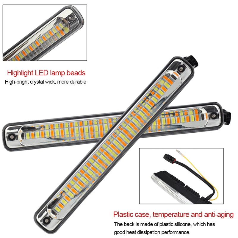 12 В Автомобильный светодиодный дневной ходовой свет, плавная сигнальная лампа, автомобильный Дневной светильник DRL, универсальный автомобильный светильник, аксессуары для полосы