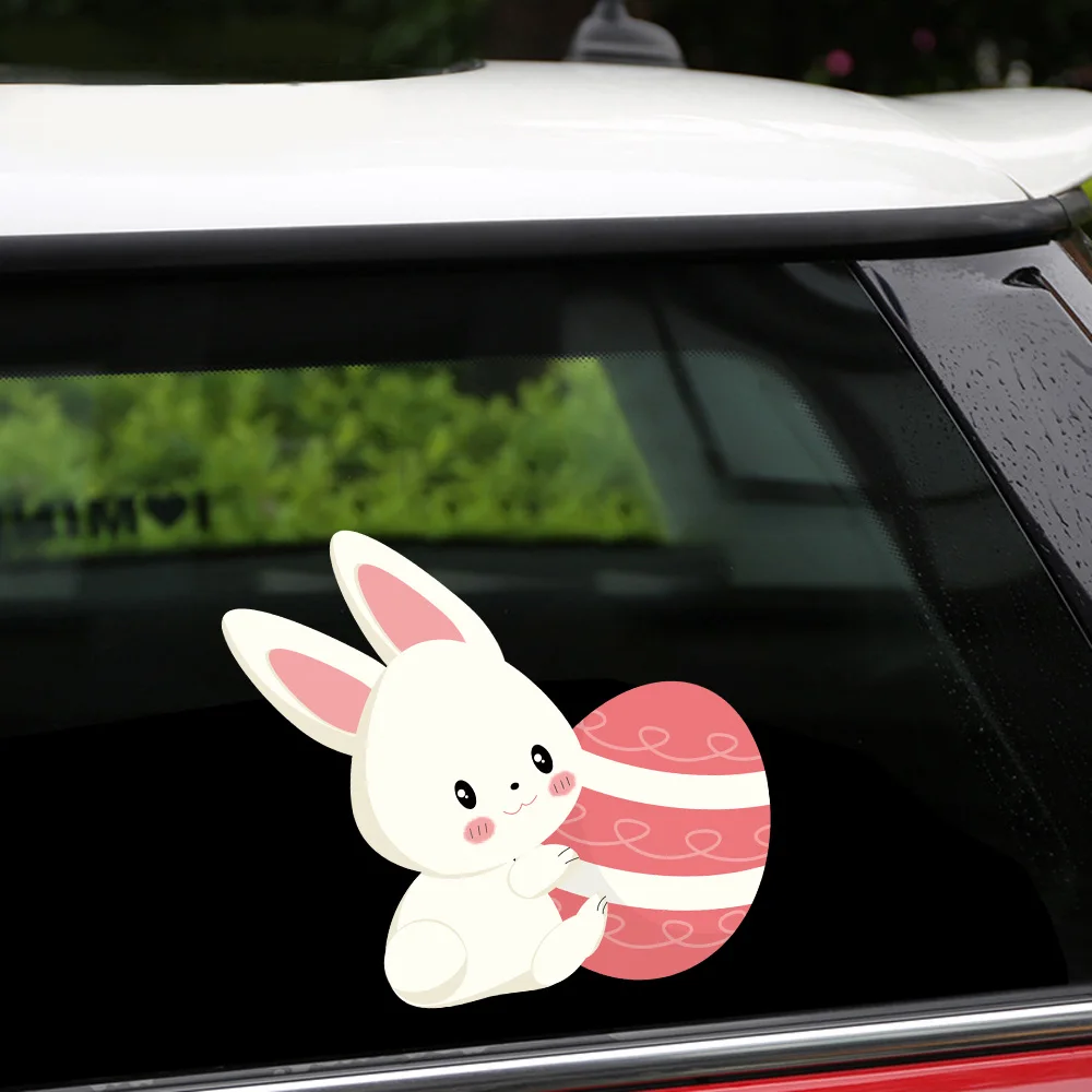 New Removable & Reusable Stickers For Car Bunny Colored Egg Home Car