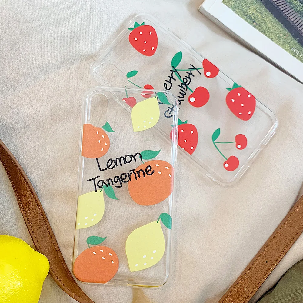 KIPX1106_6_JONSNOW Clear Soft Case For iPhone 6S 7 8 Plus X XR XS Max Delicious Fruit Pattern Ultra-thin Transparent Silicone Back Cover