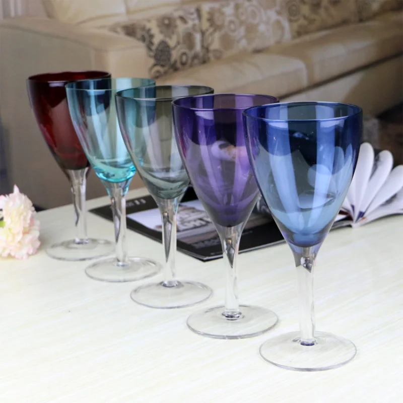 Beautifully colored glass goblet Creative Crafts Champagne and wine glass decoration glass cup