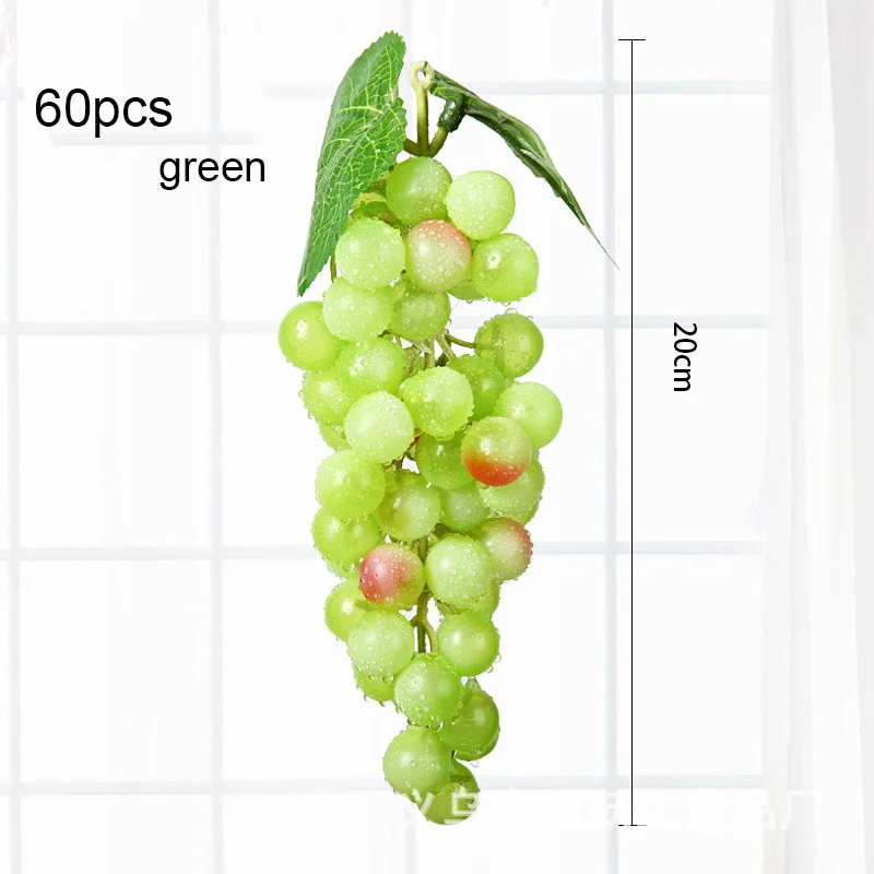 1 шт Искусственные Фрукты Пластиковые искусственные виноградные поддельные фрукты для дома украшение стола для вечеринки - Цвет: 60pcs green