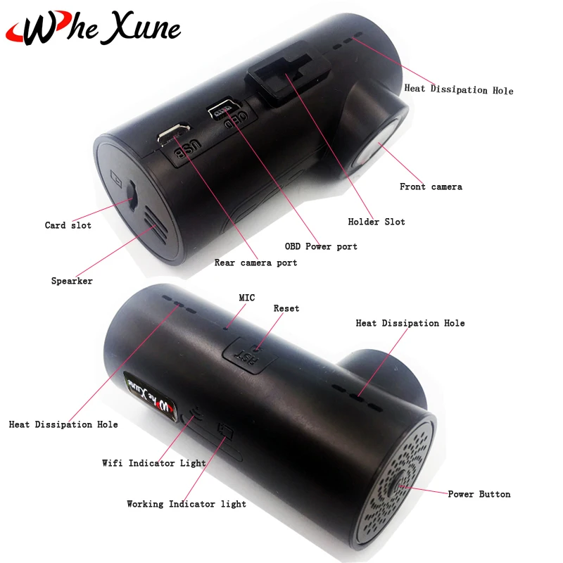 Whexune 2018 WiFi GPS OBD ADAS Видеорегистраторы для автомобилей автомобиля Камера
