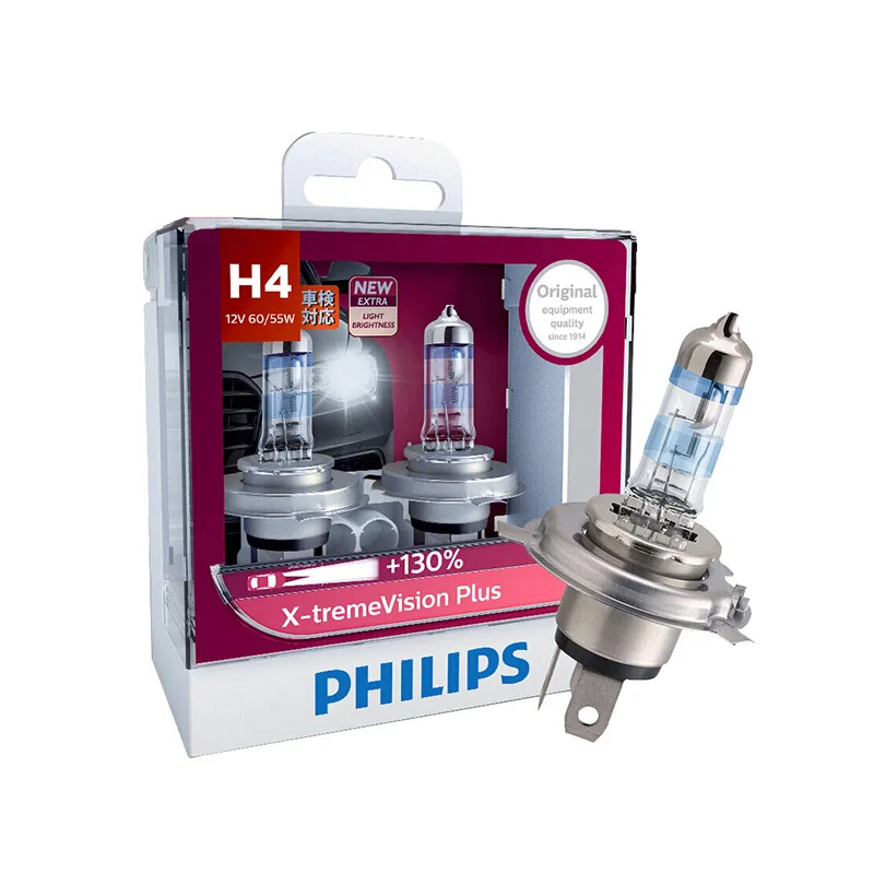 Philips H4 9003 X-treme Vision Plus 12V 60/55W Авто галогенные Hi/lo луч автомобиля лампы ECE одобрить 130% ярче 12342XVP S2, пара