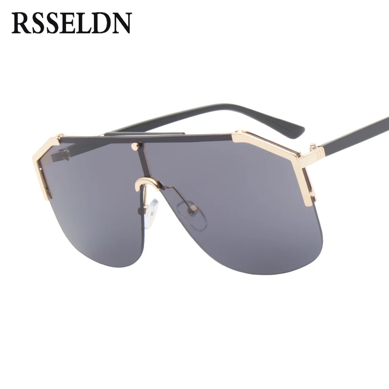 

RSSELDN Oversized Sunglasses Women Semi-Rimless Fashion Gradient Lens Sun Glasses For Women UV400 Metal Men Shades High Quality