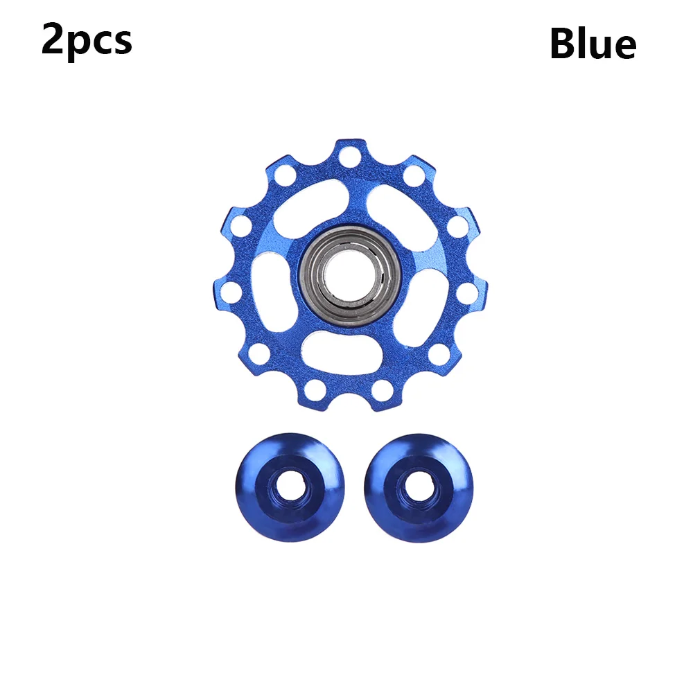 2 шт. 11 Т сверхлегкие велосипедные части колеса заднего алюминиевого сплава велосипедный переключатель MTB шкив направляющий велосипедный жокейский подшипник Модернизированный - Цвет: blue