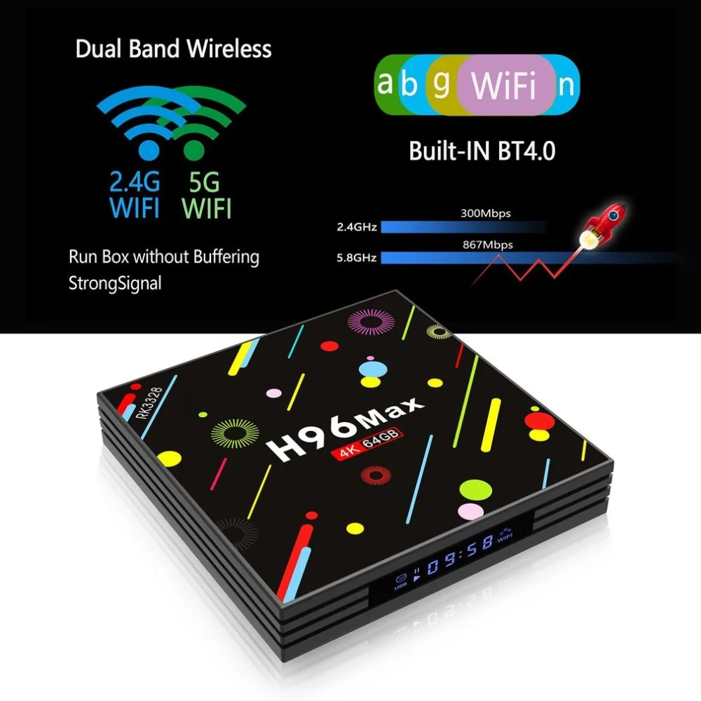 

H96 MAX-H2 4G RAM + 64G ROM Smart TV Box For Android 7.1 RK3328 Quad-core Set-top Box Support H.265 UHD BT True 4K
