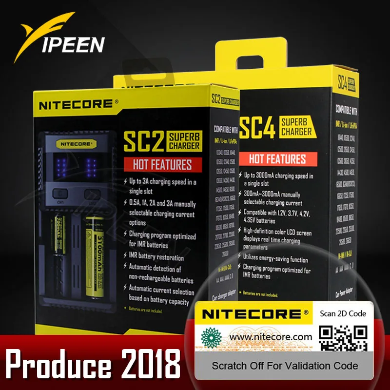 NITECORE SC2 SC4 зарядное устройство интеллектуальное USB выход 3A для LiFePO4 литий ионный Ni