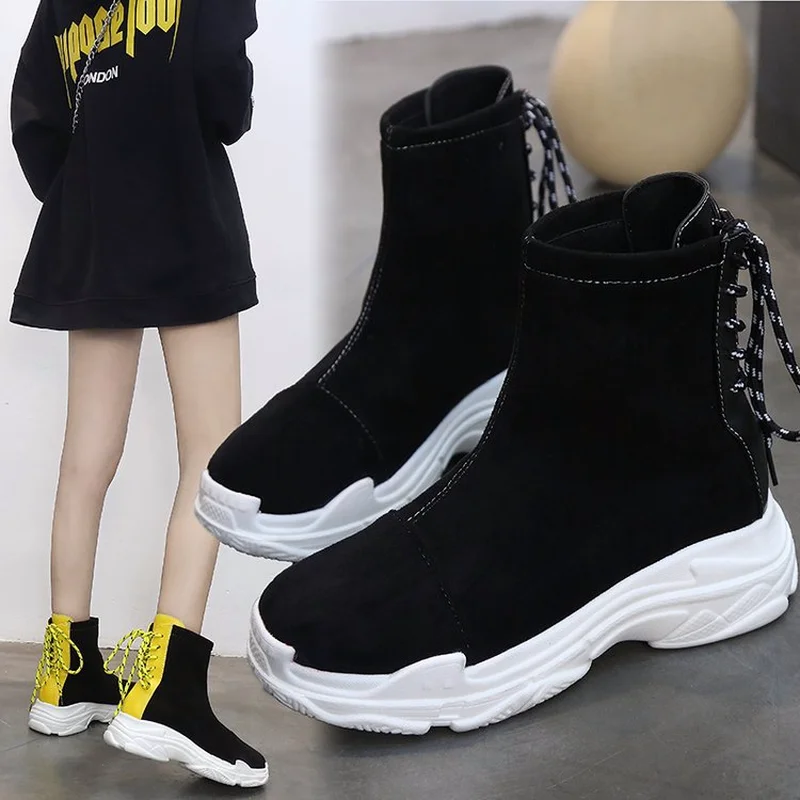 Martin BOOTS Womens 2018 autumn new style short suede thick bottom laced walking shoes outdoor antiskid fitness women's shoes