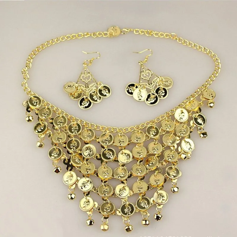 

2016 Brand new cheap belly dance accessories necklace with earrings for women belly dancing props