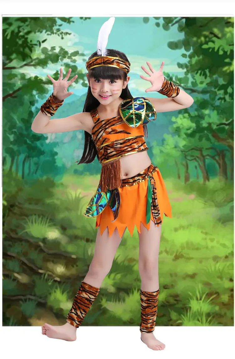 Африканская одежда, платья для бросился детское платье костюмы оригинальное исполнение, одежда с леопардовым рисунком индейца
