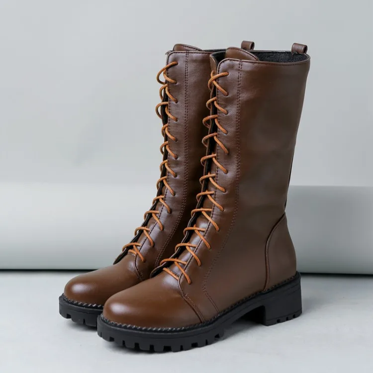 mid heel combat boots