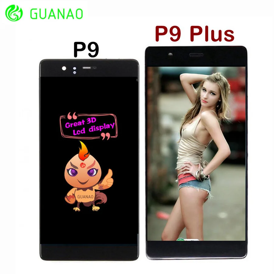 

For Huawei P9 LCD Display Touch Screen Digitizer Assembly For Huawei P9 Plus LCD With Frame EVA L09 L19 VIE L09 L29 Screen