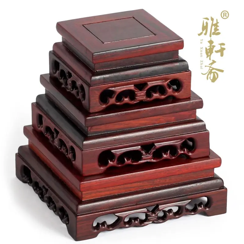 

Rosewood wood stone base stone base Wacao Suanzhimu teapot set three square base.