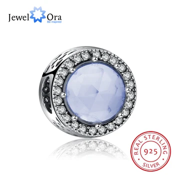 

Clear Blue CZ Stone 925 Sterling Silver Jewelry Components DIY Beads Charm For Bracelets & Bangles (JewelOra AS101602)