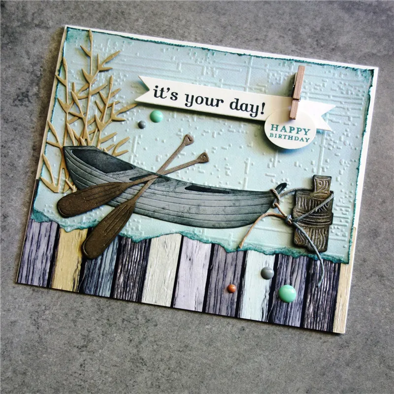 

GJCrafts Boat and Leaves Metal Cutting Dies for Scrapbooking Die Cut Stitch Craft Dies Troqueles New Die for 2019 Stencil