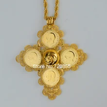 Etiopía Moneda Grande Collares pendientes Mujeres Oro Verdadero de La Joyería de África Cruces Etíopes Cruz Eritrea Collares #044302