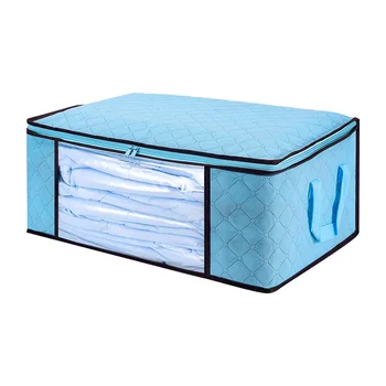 

Large Foldable Storage Bags Clear Window Handles Zippers Closure for Closets Blankets Clothes DC120