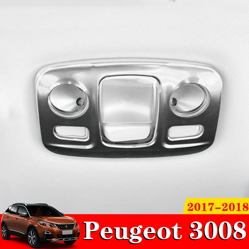 

1X For Peugeot 3008 GT 2016 2017 2018 Car Accessories Stainless Steel Front Rear Reading Light Lamp Decoration Trim Frame Cover