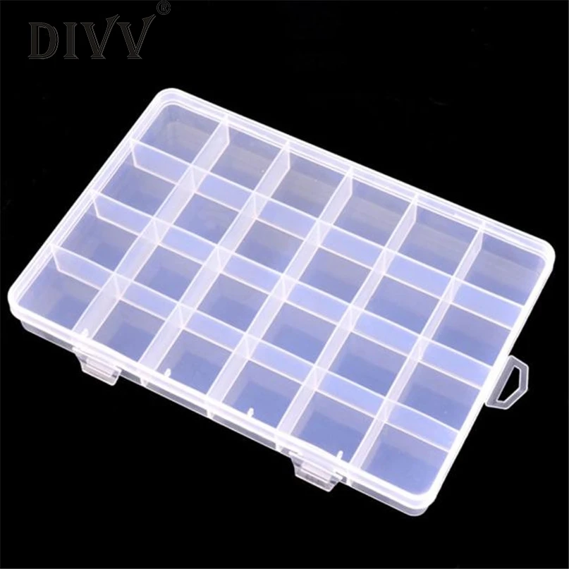 

Home Supplies Plastic 24 Slots Adjustable Jewelry Storage Box Case Craft Organizer Beads Wholesale drop shipping 0531