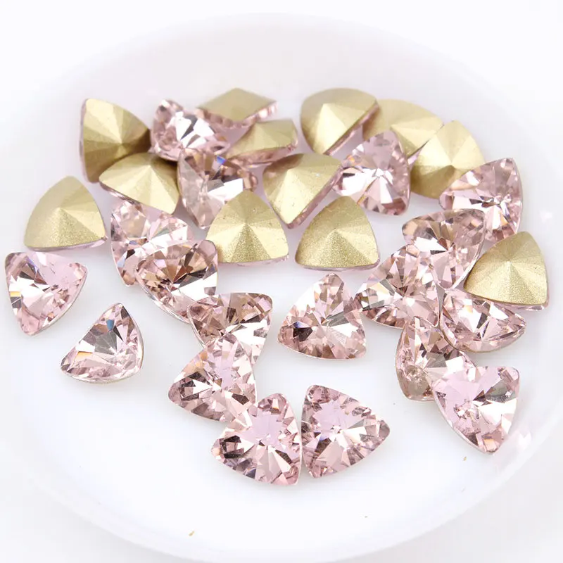 8x8 мм шестигранный кристалл камень стекло клей на Стразы для одежды камни декор одежды аппликация аксессуары Стразы ремесла - Цвет: Lt Pink Triangle