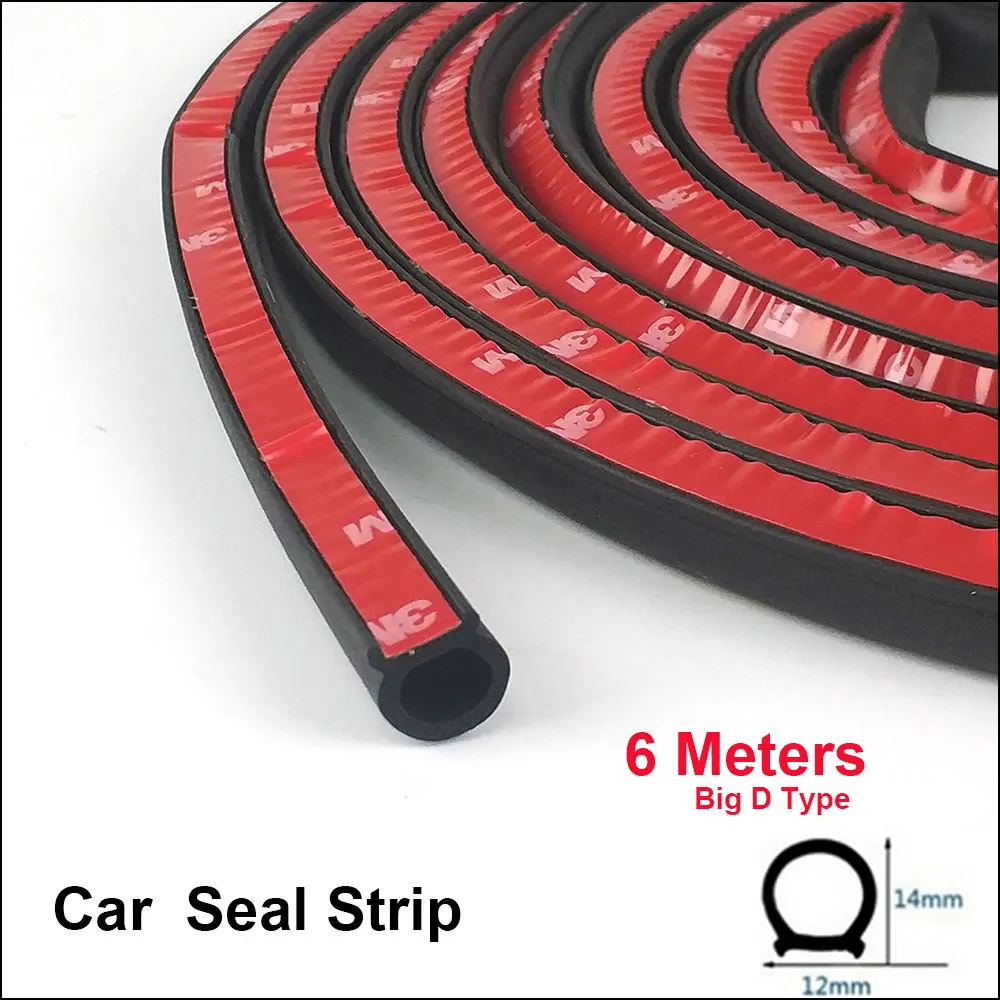 6 meter Big D 12*14mm Rubber Seals Car Door Seal Insulation Anti noise