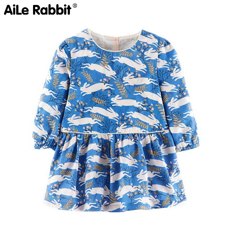Одежда для маленьких девочек Хлопковое платье с короткими рукавами Летнее Детское платье с рисунком кролика k1