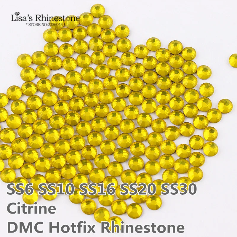 Citrine DMC стразы с горячей фиксацией ss6 ss10 ss16 ss20 ss30 плоской задней поверхностью