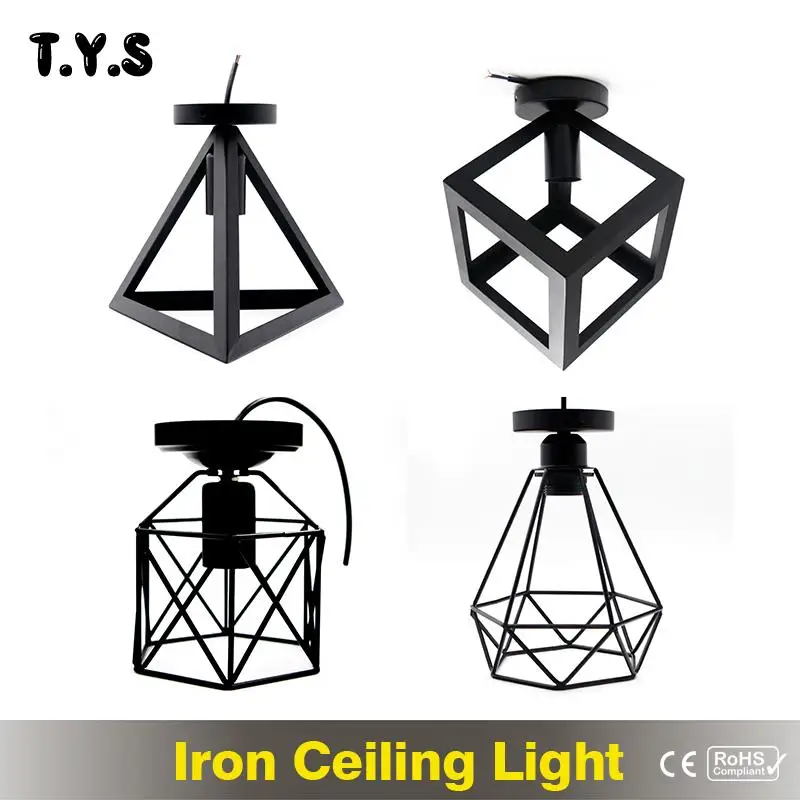 

Vintage Iron Lampshade Led Ceiling Light Black Industrial Modern For Home Decor Lighting Living Room Lamp Loft Restaurant Cafe