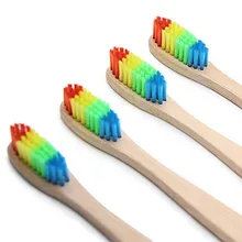 4 шт. красочные головы бамбука Зубная щётка Защита окружающей среды деревянный Радуга бамбука Зубная щётка Уход за полостью рта мягкой щетиной дропшиппинг