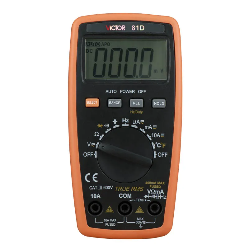 

Ammeter Multitester VICTOR 81D 3 3/4 Digital Multimeter AC DC Resistance Capacitance Frequency Victor Multimeter