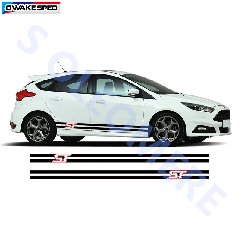 

Car Stickers For Ford Focus ST Sport Styling Door Side Skirt Strip Body Customized Decals 4 Doors Sticker