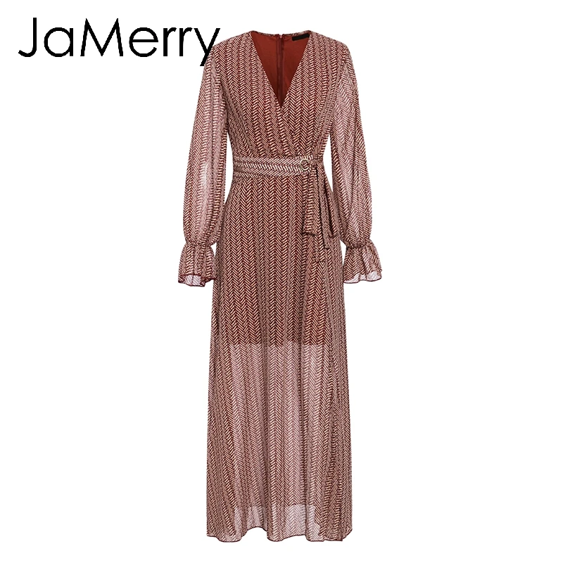 JaMerry богемное длинное женское Платье макси с принтом Boho большие размеры