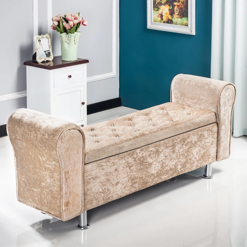 Multifunctional Storage Stool Chair Bedroom Bed End Stool Storage Bench Fabric Shoe Bench Household Sofa Bench Pouf Taburete - Color: A  L100 W40 H40