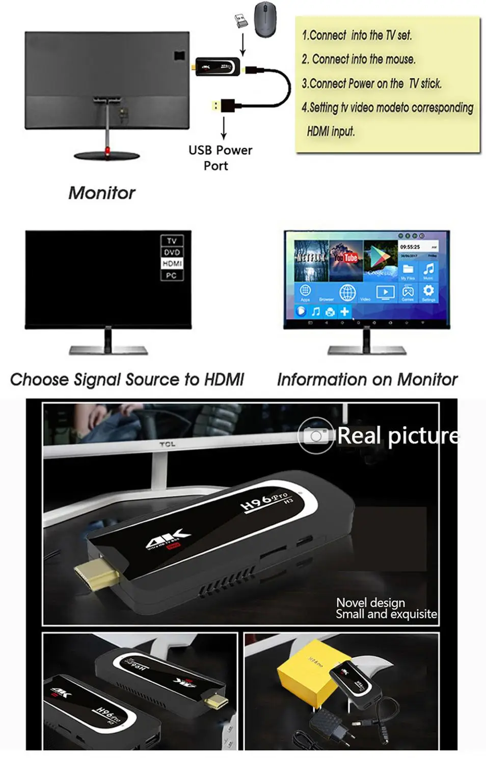  H96 Pro H3 TV Stick Amlogic S905X Penta Core GPU Android 7.1 TV Dongle 2GB RAM 16GB ROM 2.4G/5.G Wi