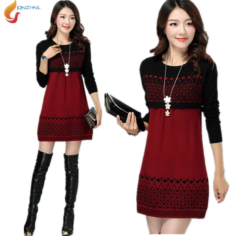 

Autumn women sweater Korean Medium length Plus size 4XL loose winter women sweater casual round neck long-sleeved sweater G413