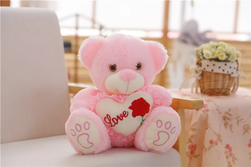 Светодиодный свет Teddy Bear Cute Bear Hug услышать плюшевые игрушки красочные светящийся животных световой плюшевые куклы, игрушки для детей подарок для детская