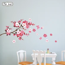 Красивые цветы сакуры, наклейки на стену, украшения для гостиной спальни, DIY наклейки для дома, Фреска, искусство, плакат, ПВХ, съемные обои