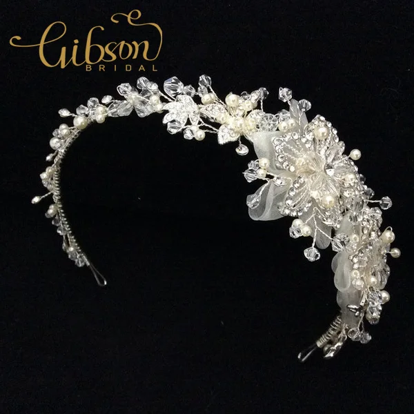 Free Shipping Rhinestone Flowers Bridal Headband Wedding CROWN Tiara