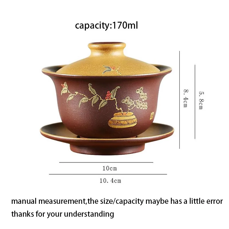 170 мл Yixing фиолетовая глина Gaiwan Boutique Chinese чайный набор кунг фу Zisha Tea Tureen посуда для