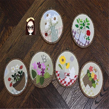 

DIY Sewing Tool Round Wooden Embroidery Hoops Frame Set Bamboo Rings Cross Stich