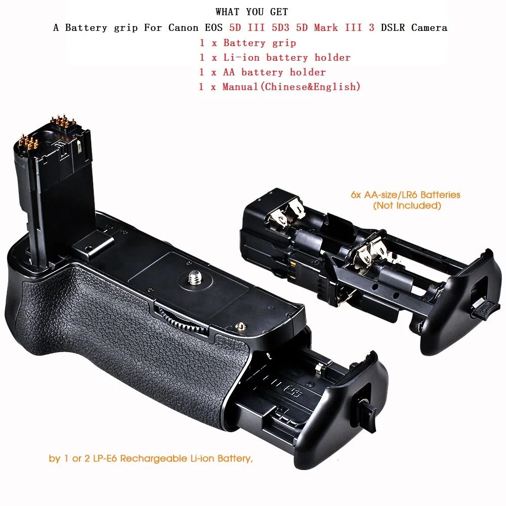 Travor Камера вертикальный Батарейная ручка держатель для цифрового однообъективного зеркального фотоаппарата Canon EOS 5diii 5D3 5D Mark III 3 Батарея ручкой заменить BG-E11